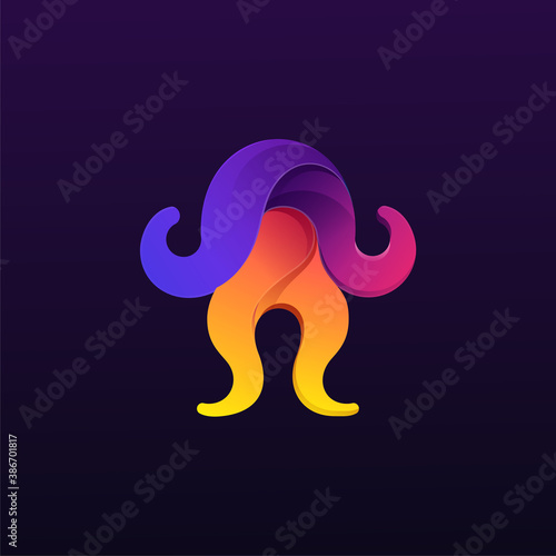 logo, colorful, animal, identity, company, 3d, gradient, media, technology, wildlife, nature, farm, icon, simple, iconic, octopus, mascot, brand identity, bussines