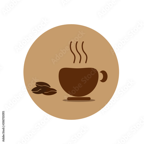 The coffee cup and coffee bean icon design is brown