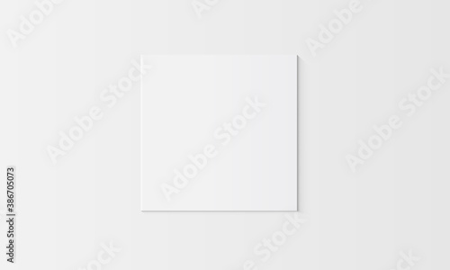 Illustration vector empty square canvas frame with shadow on white wall.