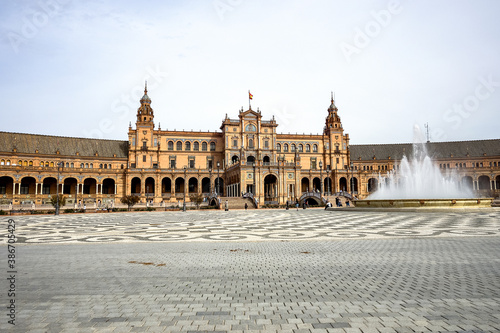 Plaza de Espana, Spanish square in the centre of Seville, Andalusia, Spain.