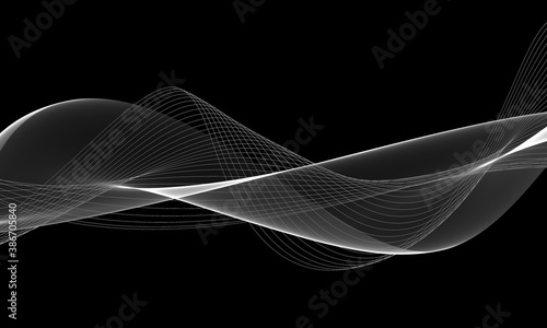 Abstract Black And White Grid Wave Design 
