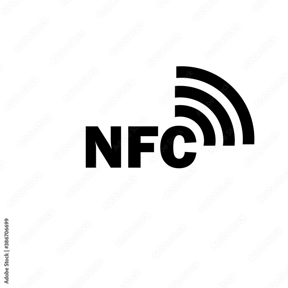 NFC sign in black. Contactless payment. Vector on isolated white background. EPS 10 NFC sign in black. Contactless payment. Vector on isolated white background. EPS 10
