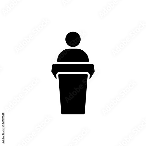 Public speaker icon in black. Orator sign. Vector on isolated white background. EPS 10