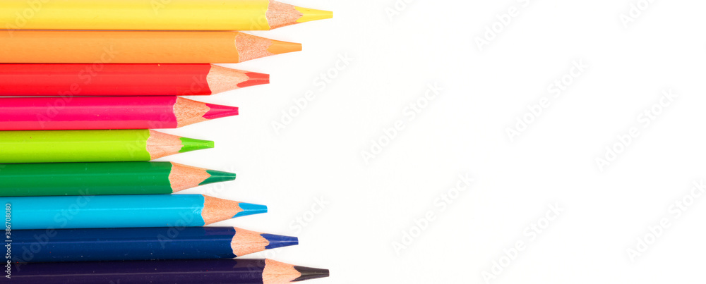 Colorful wooden pencils, isolated on white background Colorful wooden pencils, isolated on white background