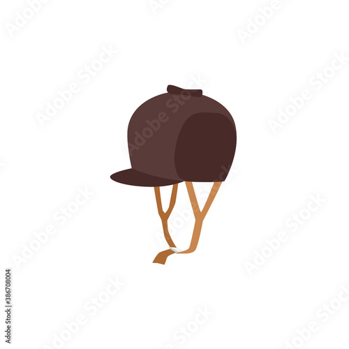 Equestrian sport jockeys cap or hat, flat vector illustration isolated on white.