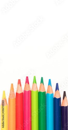 Colorful wooden pencils, isolated on white background