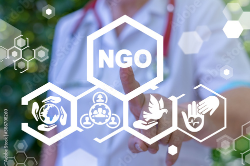 Non-Governmental Medical Organization Concept. NGO Medicine Nonprofit Clinic Foundation Charity.