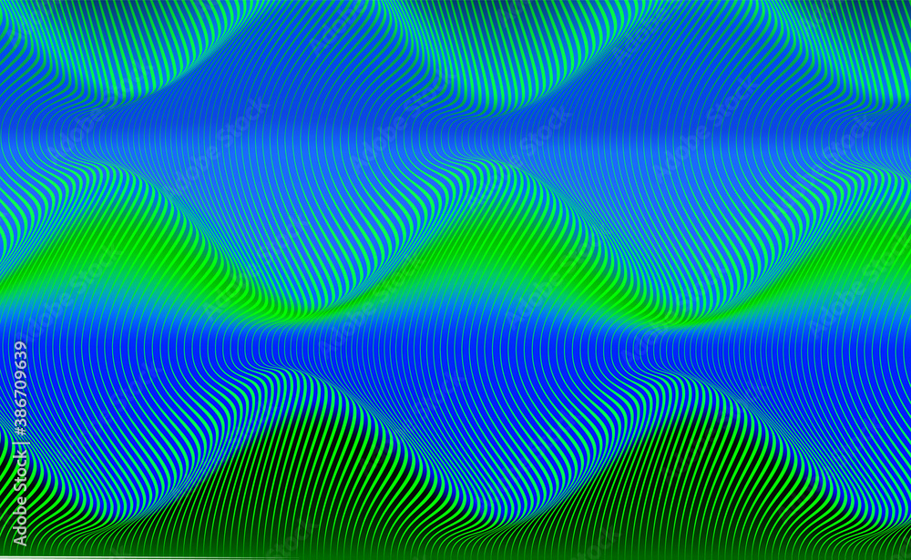 Abstract background of diagonal lines curved in a sinusoid. Long smooth wave in space. Difference thickness volume flow. Abstract background of diagonal lines curved in a sinusoid. Long smooth wave in space. Difference thickness volume flow.