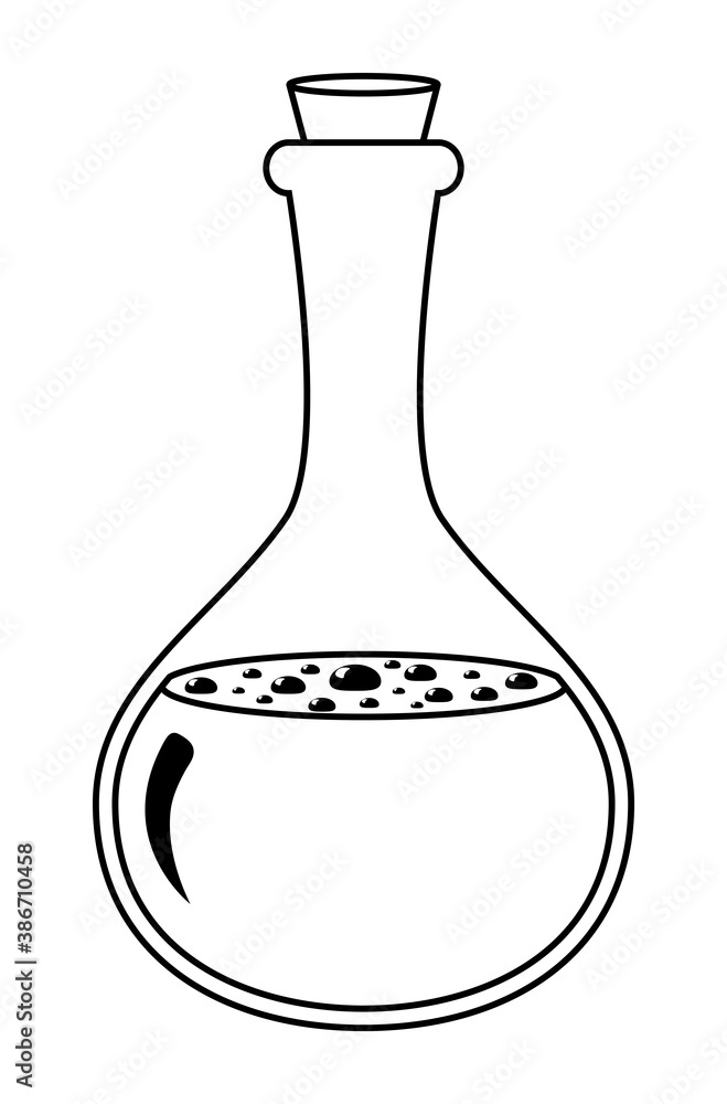 Magic potion outline shape .Elixir in glass bottle vector line art isolated on white. Illustration of contour flask with chemical substance. Medicine container icon or symbol. Eps 10 linear design. Magic potion outline shape .Elixir in glass bottle vector line art isolated on white. Illustration of contour flask with chemical substance. Medicine container icon or symbol. Eps 10 linear design.