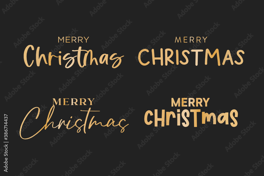 Obraz premium Merry Christmas Set, Christmas Text, Merry Christmas Background, Christmas Holiday Card, Greeting Card, Handwritten Holiday Sign, Gold Vector Holiday Text Isolated Illustration