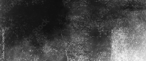 Black and white texture of scratches, chips, scuffs, dirt on old aged surface . Old film effect overlays for space or text. Stock illustration.