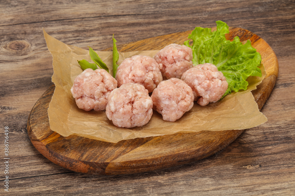 Homemade raw pork minced meatball for cooking Homemade raw pork minced meatball for cooking