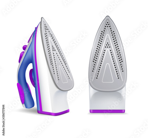 Realistic Iron Ironing Icon Set