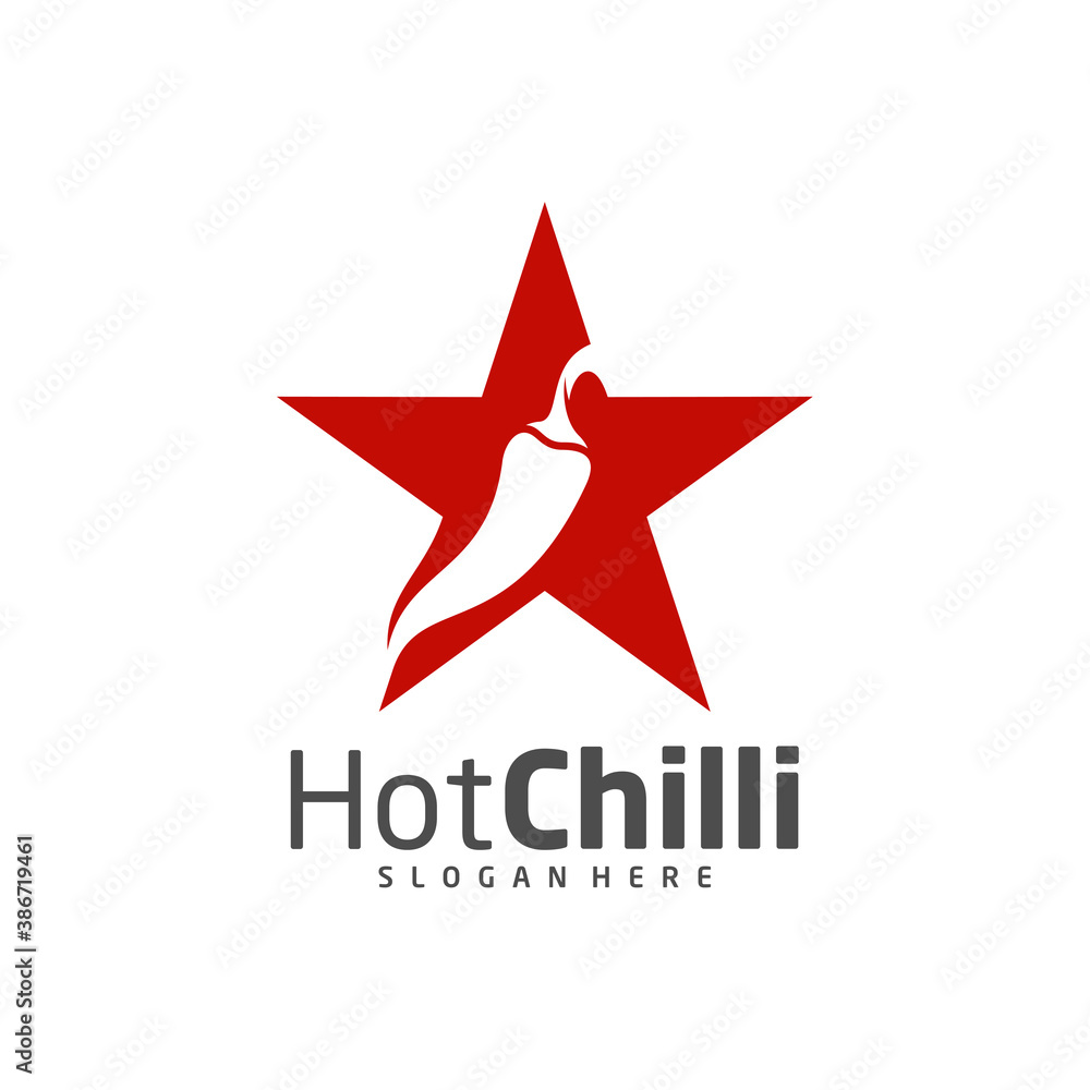 Star Chili logo design vector template, Red Chili Illustration, Symbol Icon Star Chili logo design vector template, Red Chili Illustration, Symbol Icon