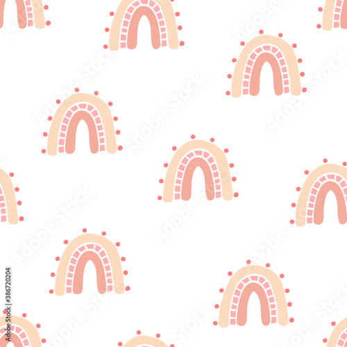 Vector seamless pattern with hand drawn cute rainbows. Simple design for child textile, decoration, wallpaper