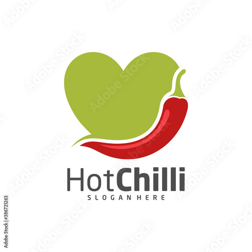 Love Chili logo design vector template, Red Chili Illustration, Symbol Icon