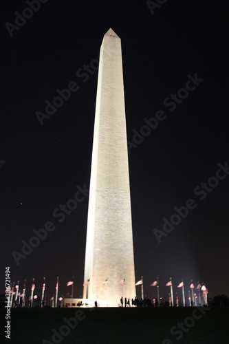 Night view of Washington Monument. Washington, D.C. United States of America.