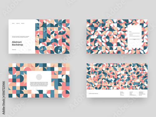 Set of backgrounds for web site. Pages design with abstract illustration. Hand drawn illustration. Textured backdrop. Eps10 vector.