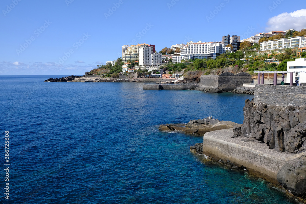 Funchal Lido coast and seafront, Funchal, Madeira, Portugal