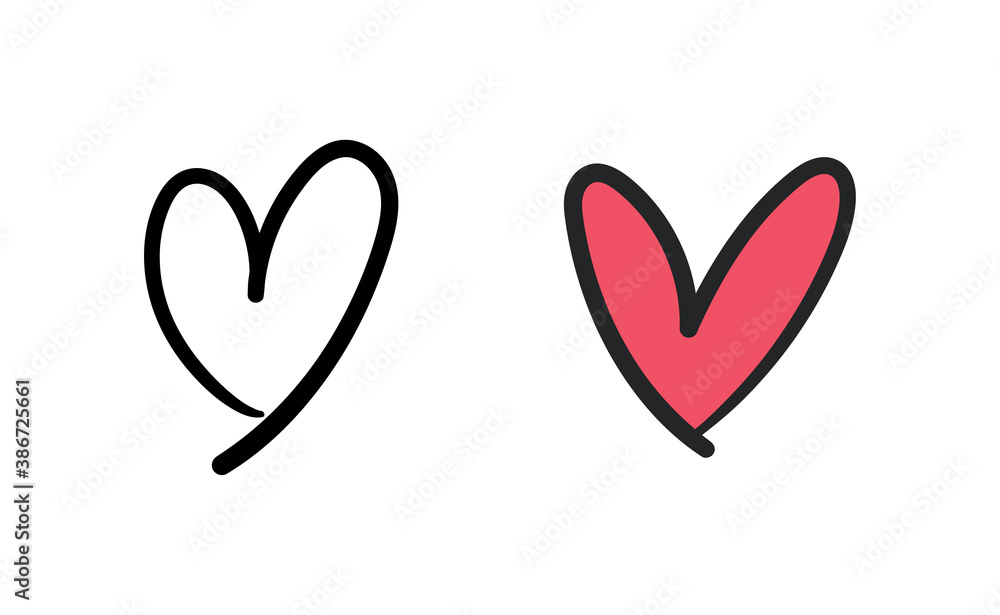 Hand drawn hearts, love icon symbols. Heart doodles. Hand drawn valentine's day design. Hand drawn hearts, love icon symbols. Heart doodles. Hand drawn valentine's day design.