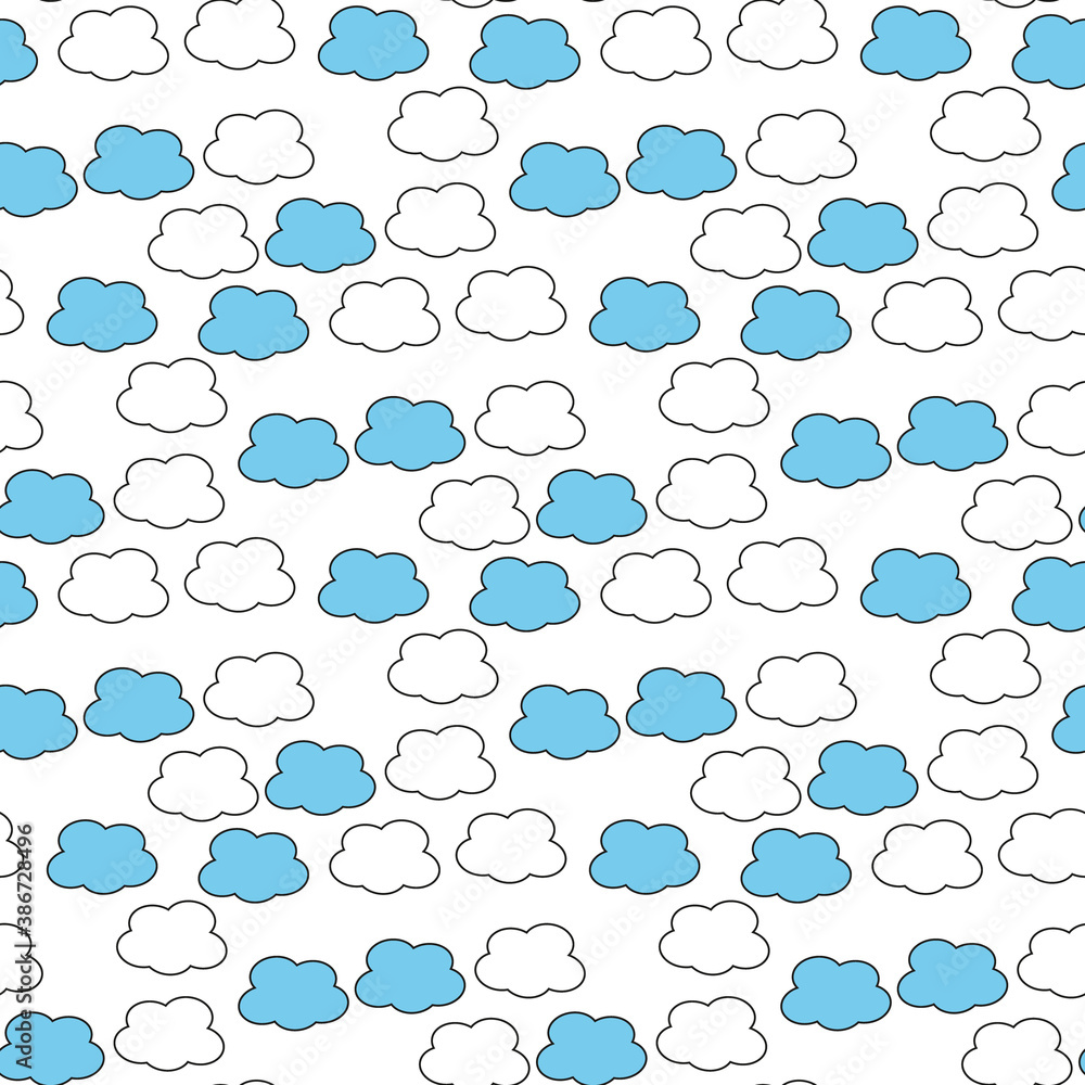 Seamless clouds on blue background. Floating clouds. Vector illustration. Seamless clouds on blue background. Floating clouds. Vector illustration.