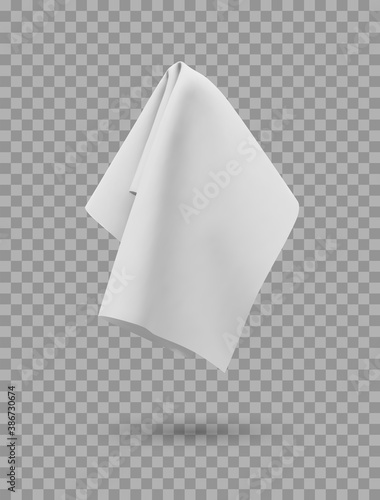 Fotografia White fabric towel, handkerchief or tablecloth hanging
