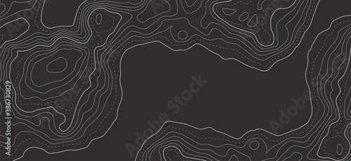 Topographic map contour background. Contour map vector. Map line of topography. Vector abstract topographic map concept with space for your copy. Wavy banners. Color geometric form
