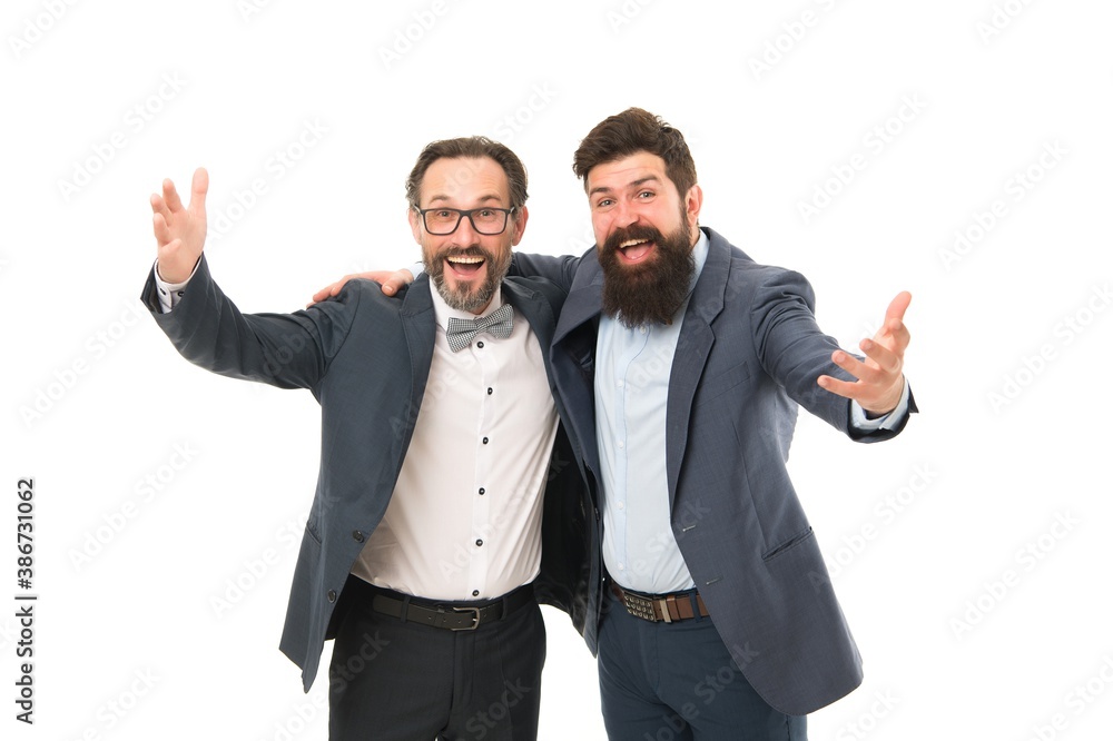 Business team. Business people concept. Men bearded wear formal suits. Well groomed business men. Successful partnership. Achieve success. Men entrepreneurs white background. Inspired to work hard Business team. Business people concept. Men bearded wear formal suits. Well groomed business men. Successful partnership. Achieve success. Men entrepreneurs white background. Inspired to work hard