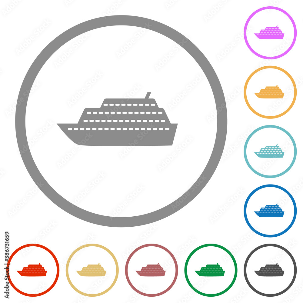 Cruise ship flat icons with outlines Cruise ship flat icons with outlines