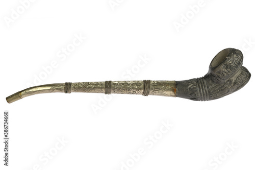 Fényképezés vintage opium pipe isolated on white background