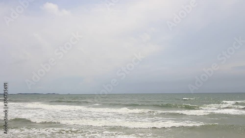 Beautiful beach with Background at Sunrise Mae Rumphueng Beach, Thailand photo