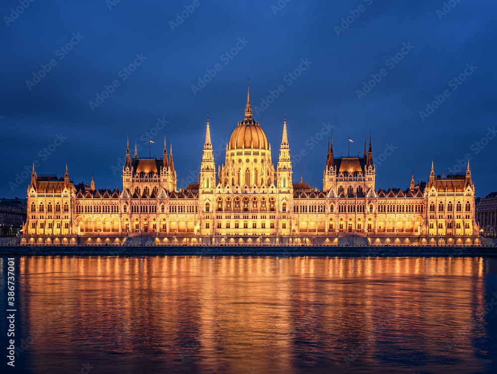 Famous Hungarian Parliament in blue hour