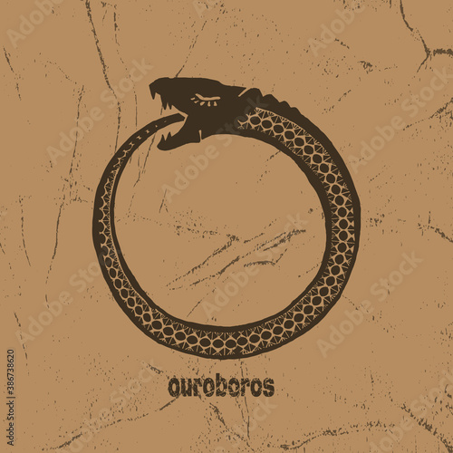 Ouroboros vector logotype, circle snake