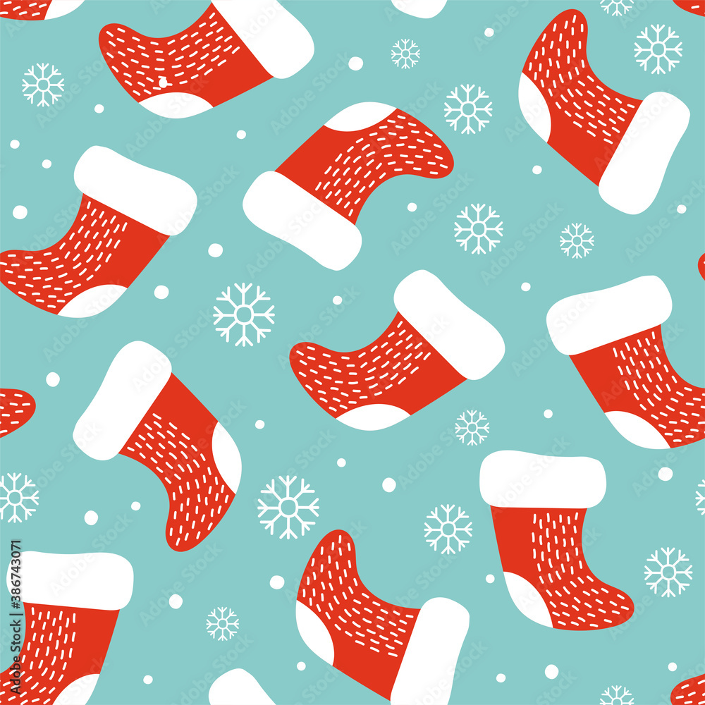 Seamless pattern with christmas socks. Christmas pattern. Vecto Seamless pattern with christmas socks. Christmas pattern. Vecto
