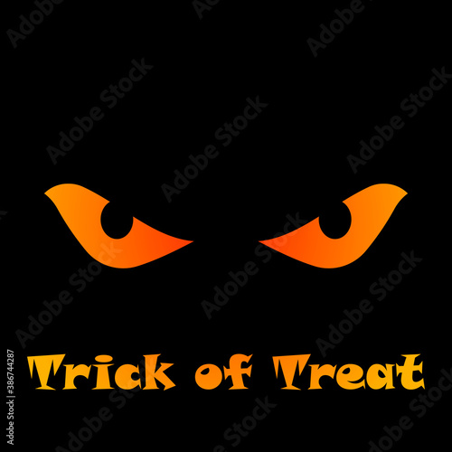 Festive concept for Halloween. Vector illustration with an image of sinister eyes and a thematic inscription. You can use it to print postcards, invitations, backgrounds, wrapping paper, and stickers.
