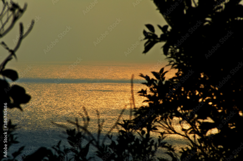 夕日に輝く東シナ海