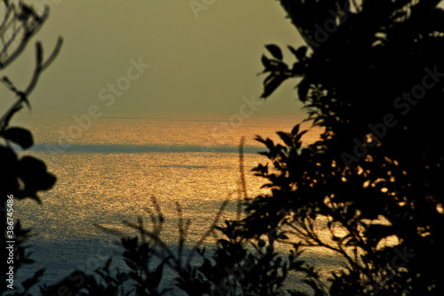 夕日に輝く東シナ海