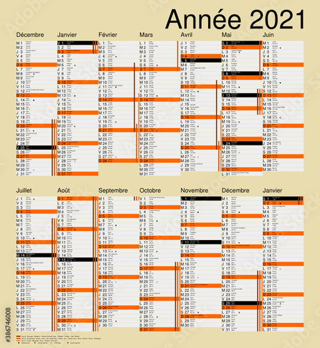 Calendrier 2021, calques, vacances scolaires, Saints, 14 mois