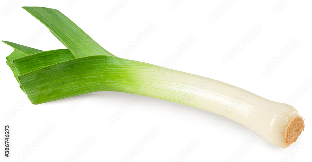 leek isolated on white background. with clipping path. full depth of field leek isolated on white background. with clipping path. full depth of field
