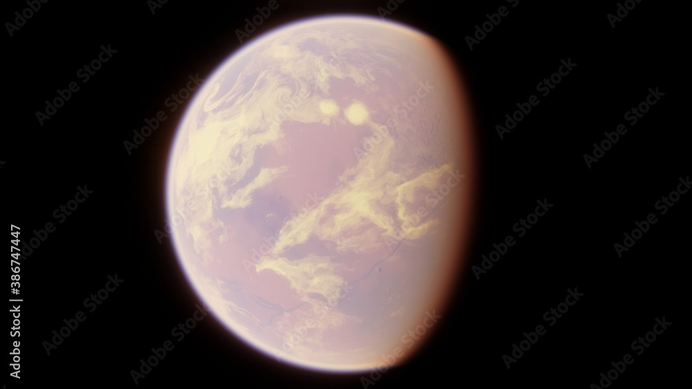 Fototapeta premium space background, detailed planet surface, beautiful alien planet in far space, realistic exoplanet, planet similar to Earth 3d render