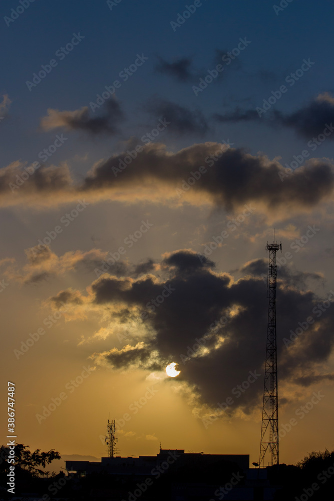 sunset over the city