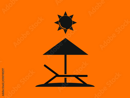 relaxing on the beach umbrella sun beach chair icon, vector illustration eps10