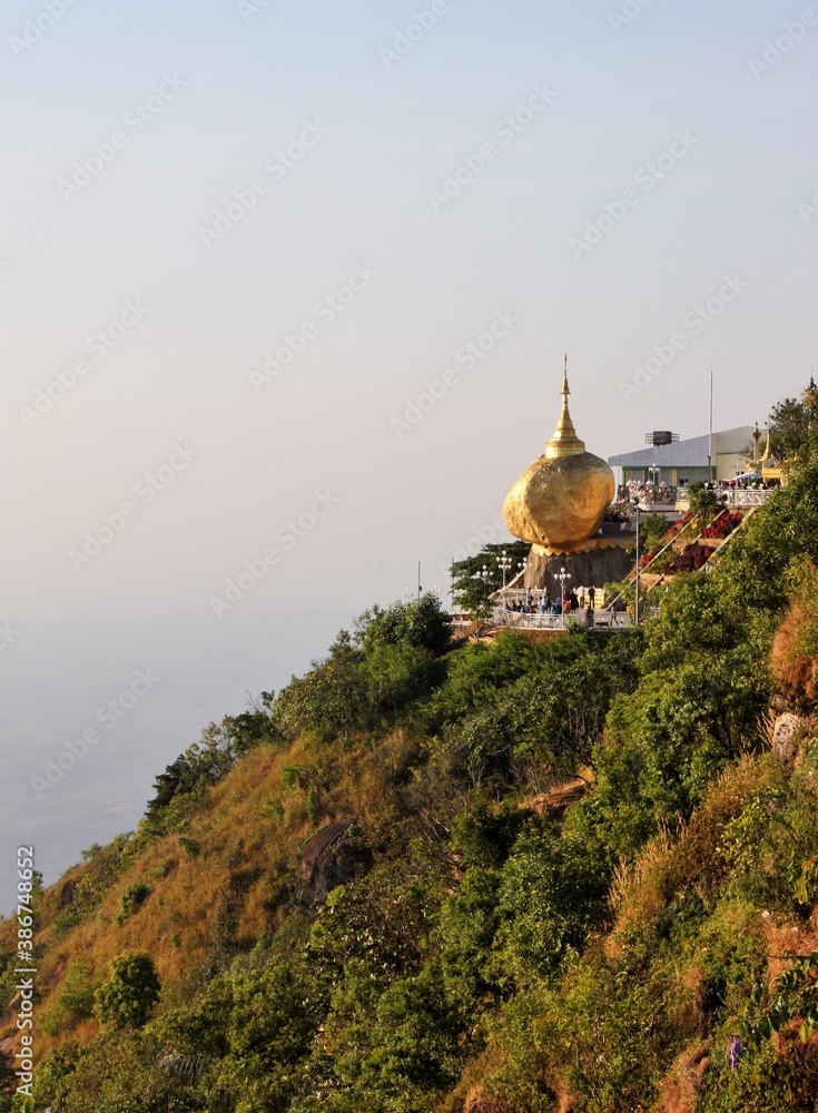 Kyaiktiyo pagoda or Golden rock pagoda, pilgrimage site in Myanmar