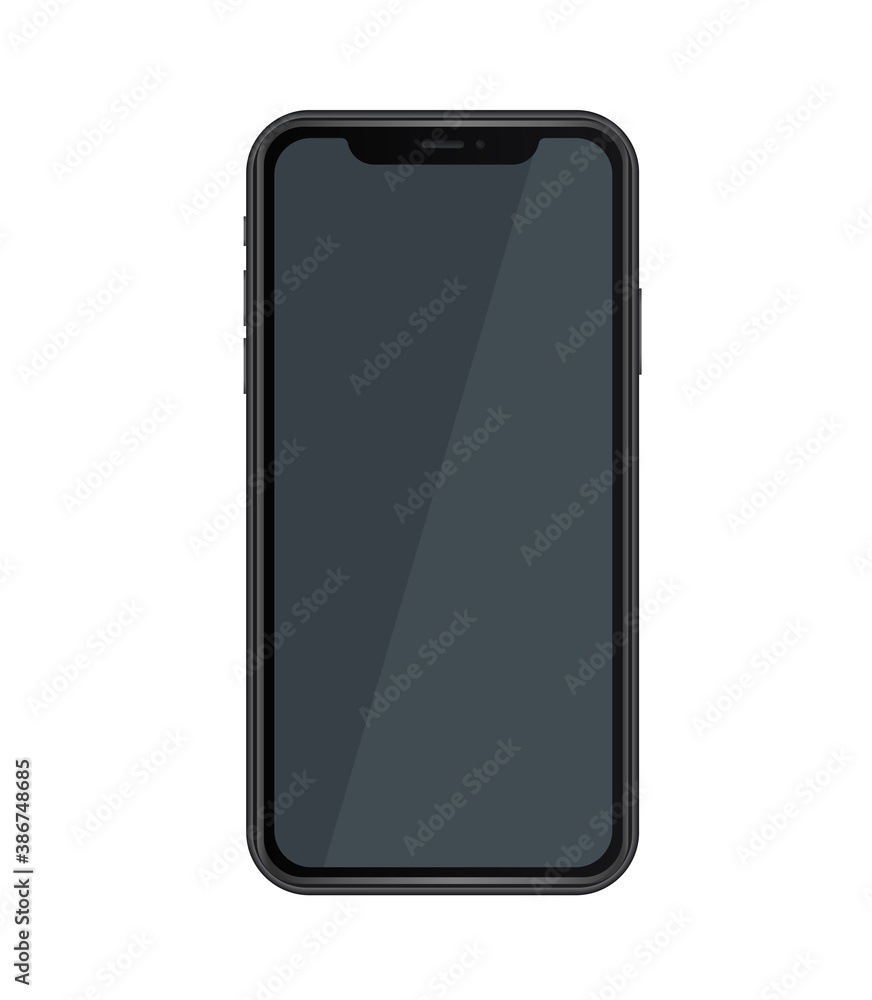 Smart phone mock up. Black Cell phone front view template vector flat design illustration. Smart phone mock up. Black Cell phone front view template vector flat design illustration.