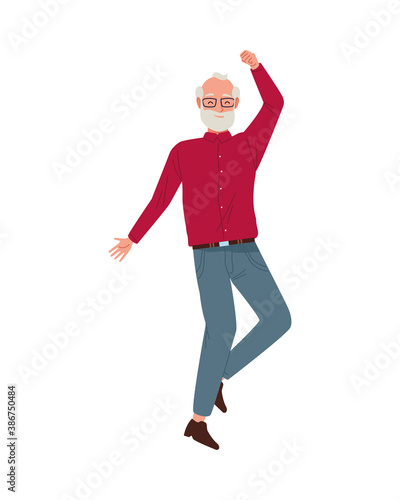happy old man celebrating chararacter