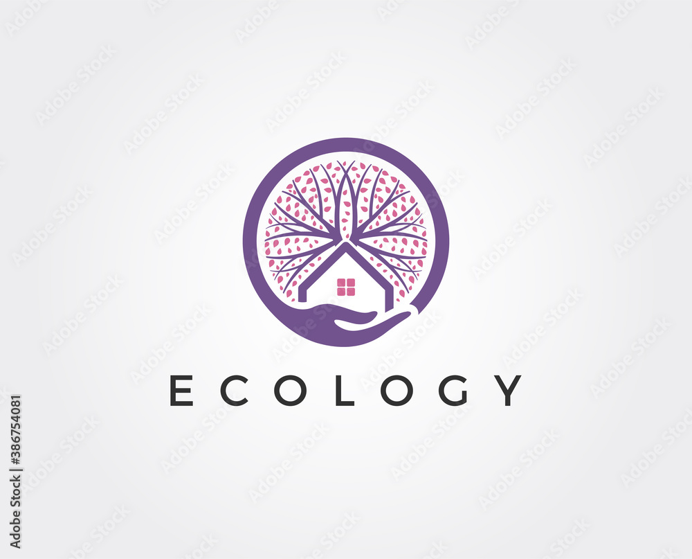 minimal tree home logo template - vector illustration minimal tree home logo template - vector illustration