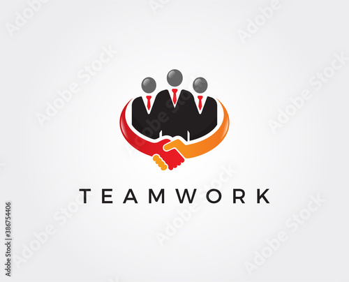 minimal teamwork logo template - vector illustration
