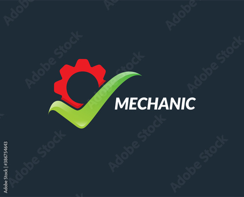 minimal gear check logo template - vector illustration