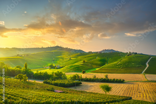Langhe vineyards view  Barolo and La Morra  Piedmont  Italy Europe.