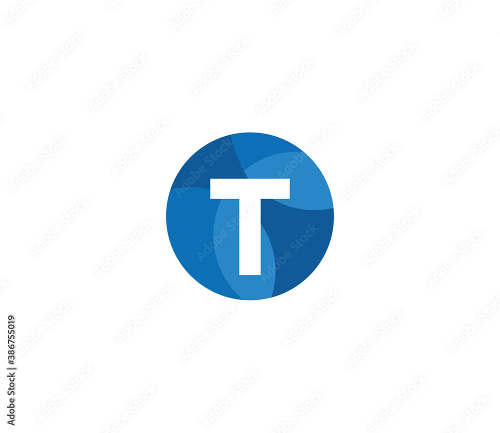 T Alphabet Circle Logo Design Concept